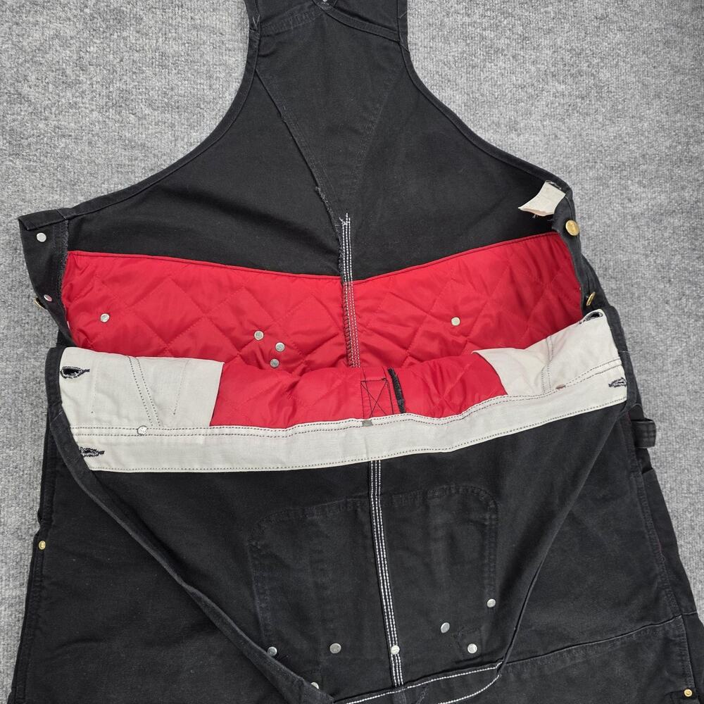 Carhartt Bib Overalls Mens 46x30 Black Duck Insulated Double Knee USA R02 BLK - Picture 12 of 16